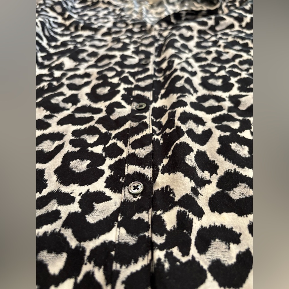 Soft Joie Black and White Animal Print Long Sleeve Blouse - Picture 3 of 5